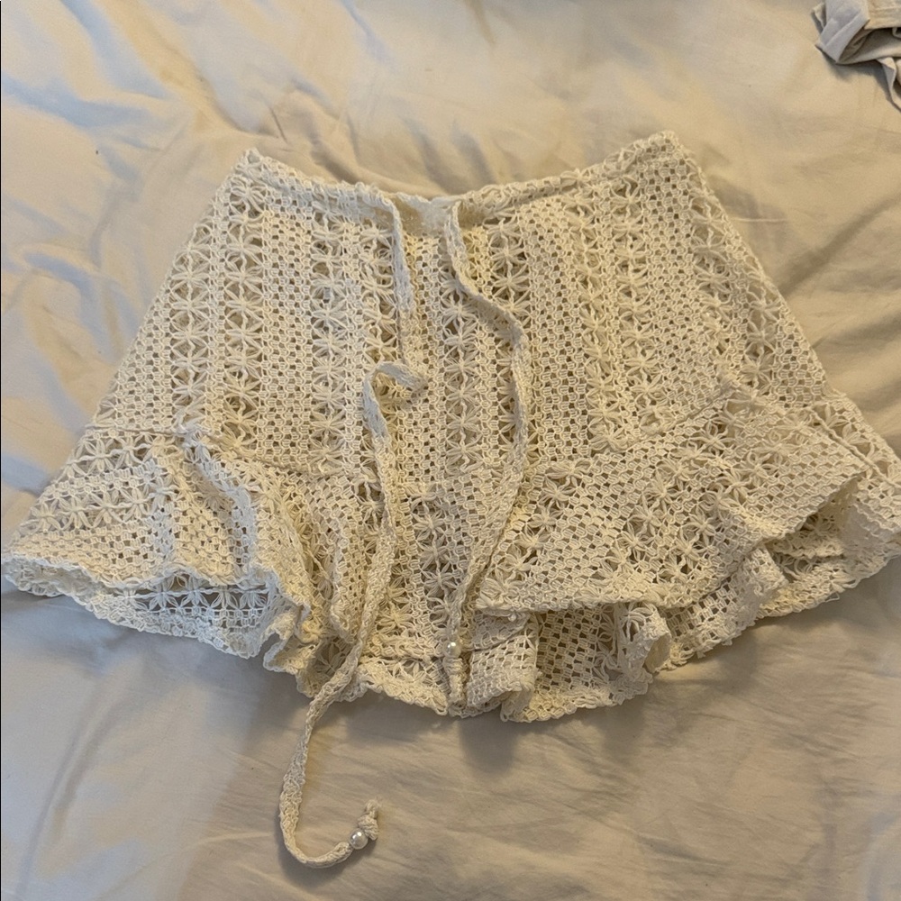 Elegant Cream Crochet Skirt